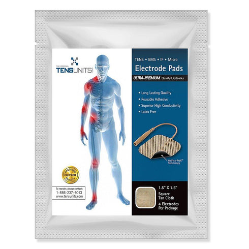 Premium Comfort Plus:  1.5" x 1.5" Square Tan Cloth Electrodes